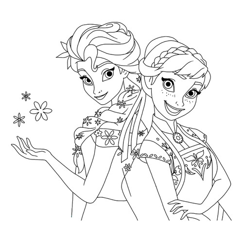 Anna and Elsa Coloring Page — Cheerful Friends free printable Frozen Coloring Pages coloring page