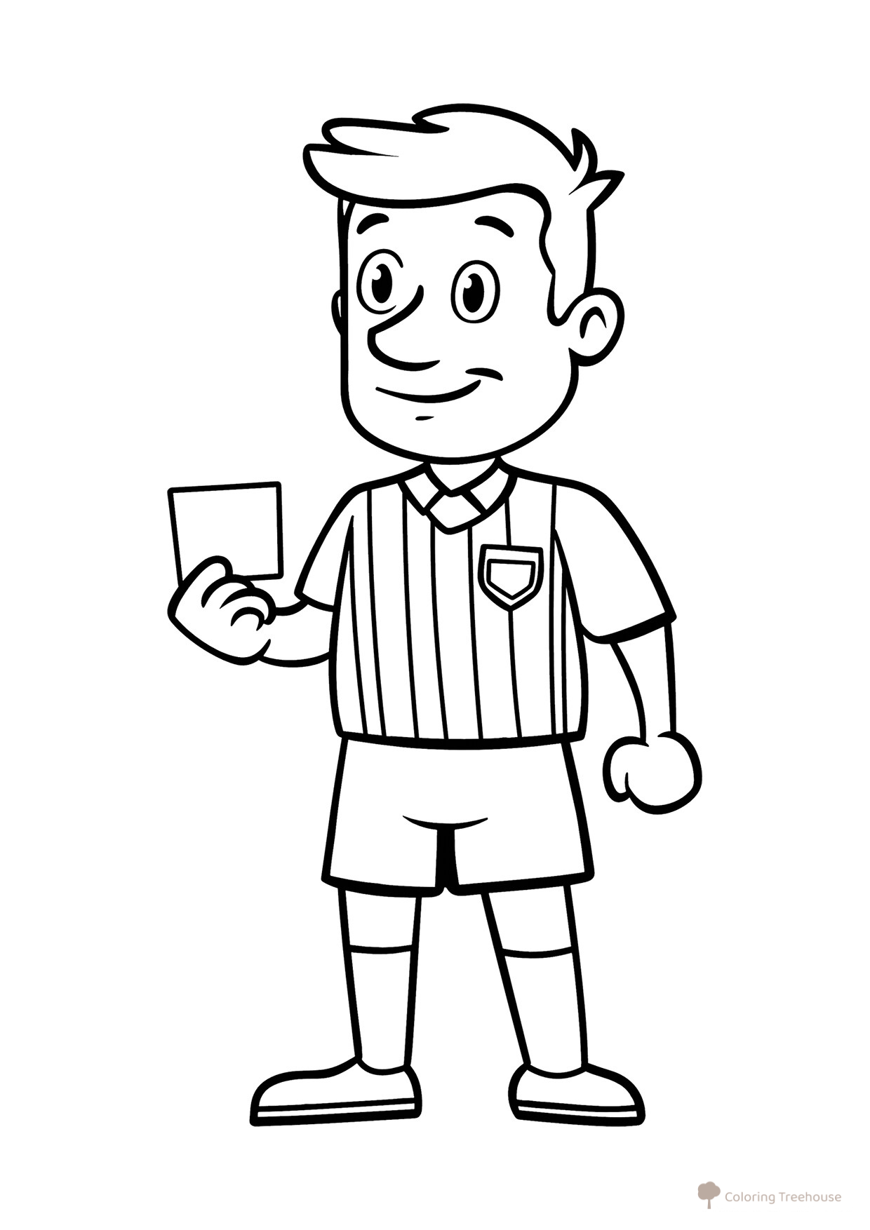 Página para colorear «Árbitro con tarjeta» dibujo para colorear gratis de Páginas para colorear de futbolistas