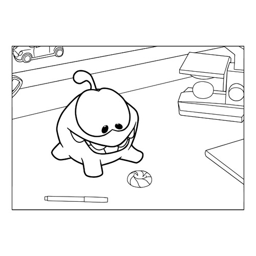 Am Nyam Coloring Page at the Table with Candy free printable Om Nom Coloring Pages coloring page