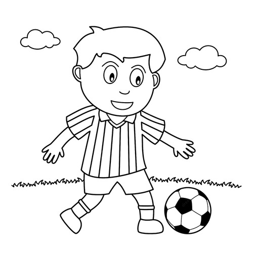 Página para colorear «Futbolista para los más pequeños» dibujo para colorear gratis de Páginas para colorear de futbolistas