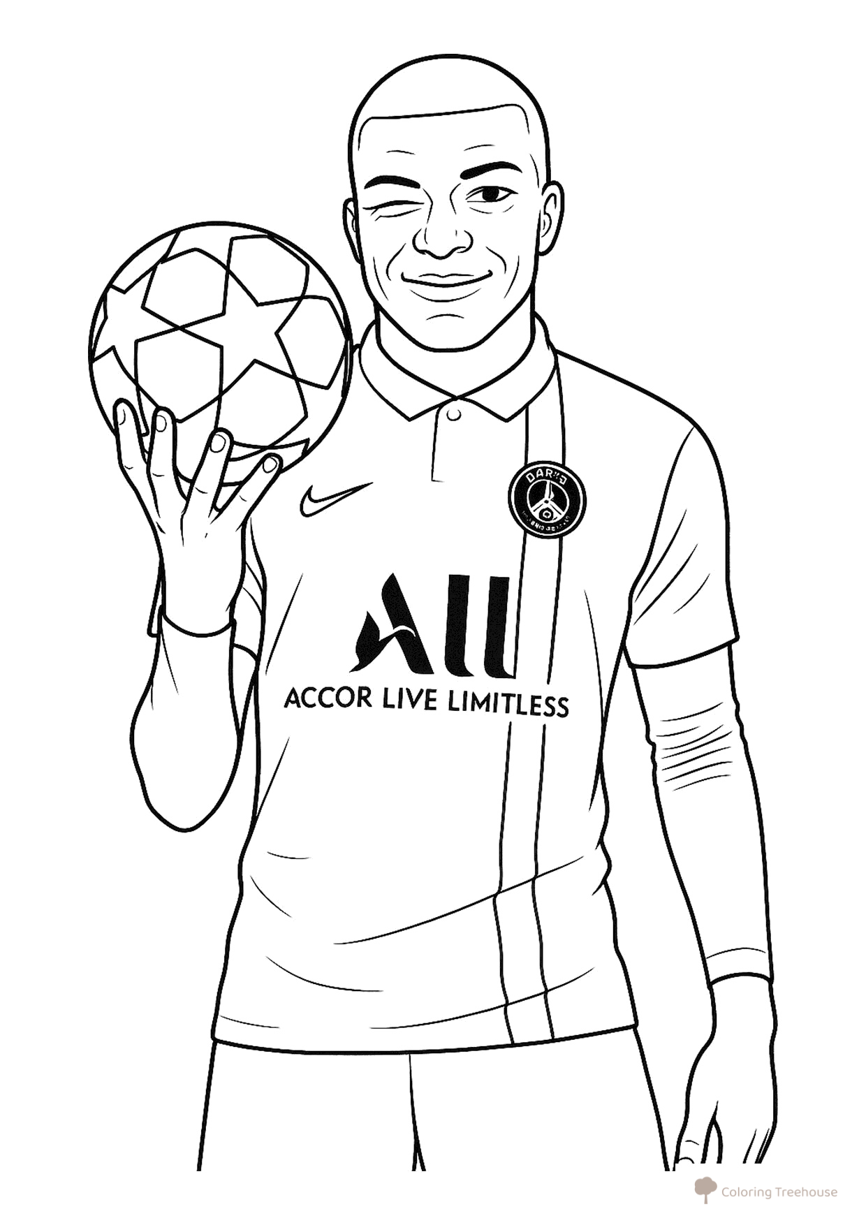 Página para colorear «Mbappé — futbolista francés» dibujo para colorear gratis de Páginas para colorear de futbolistas