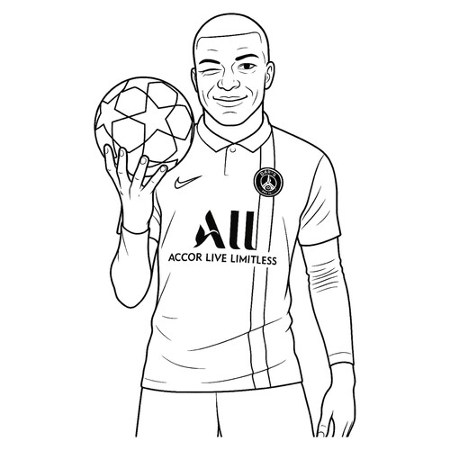 Mbappé — French Footballer Coloring Page free printable Soccer Player Coloring Pages coloring page