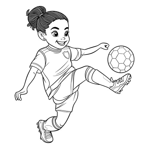 Cute Girl Soccer Player Coloring Page free printable Soccer Player Coloring Pages coloring page