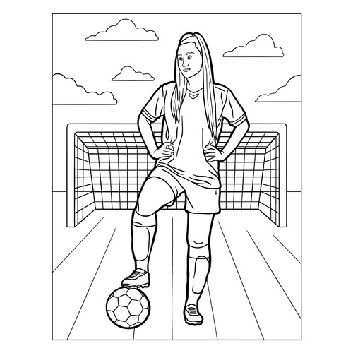 Woman Footballer Coloring Page free printable Soccer Player Coloring Pages coloring page