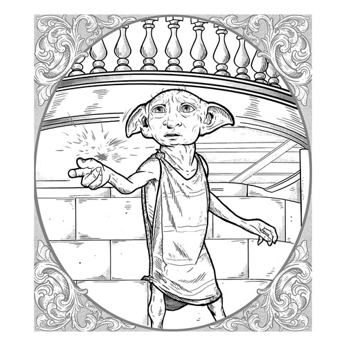 Dobby — el elfo doméstico (página para colorear) dibujo para colorear gratis de Harry Potter Coloring Pages