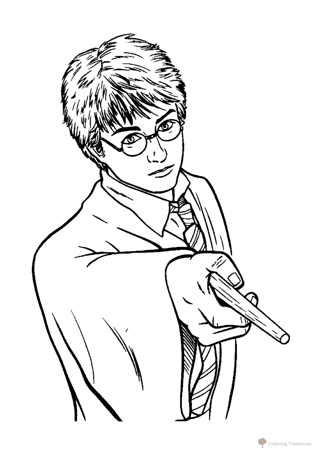 Página para colorear: Harry conjura un hechizo dibujo para colorear gratis de Harry Potter Coloring Pages