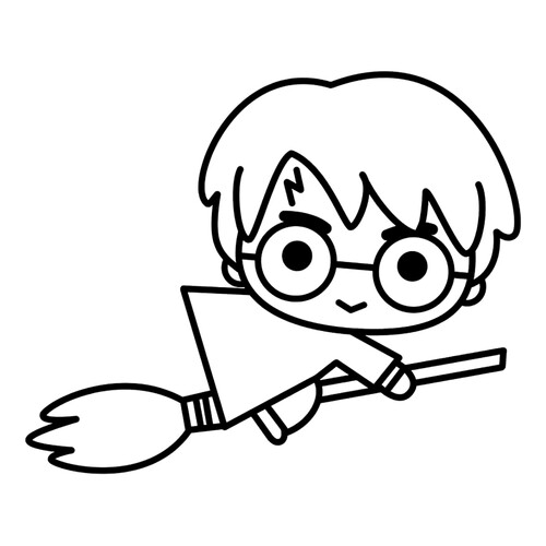 Harry Potter Coloring Page for Little Kids on a Broom free printable Harry Potter Coloring Pages coloring page