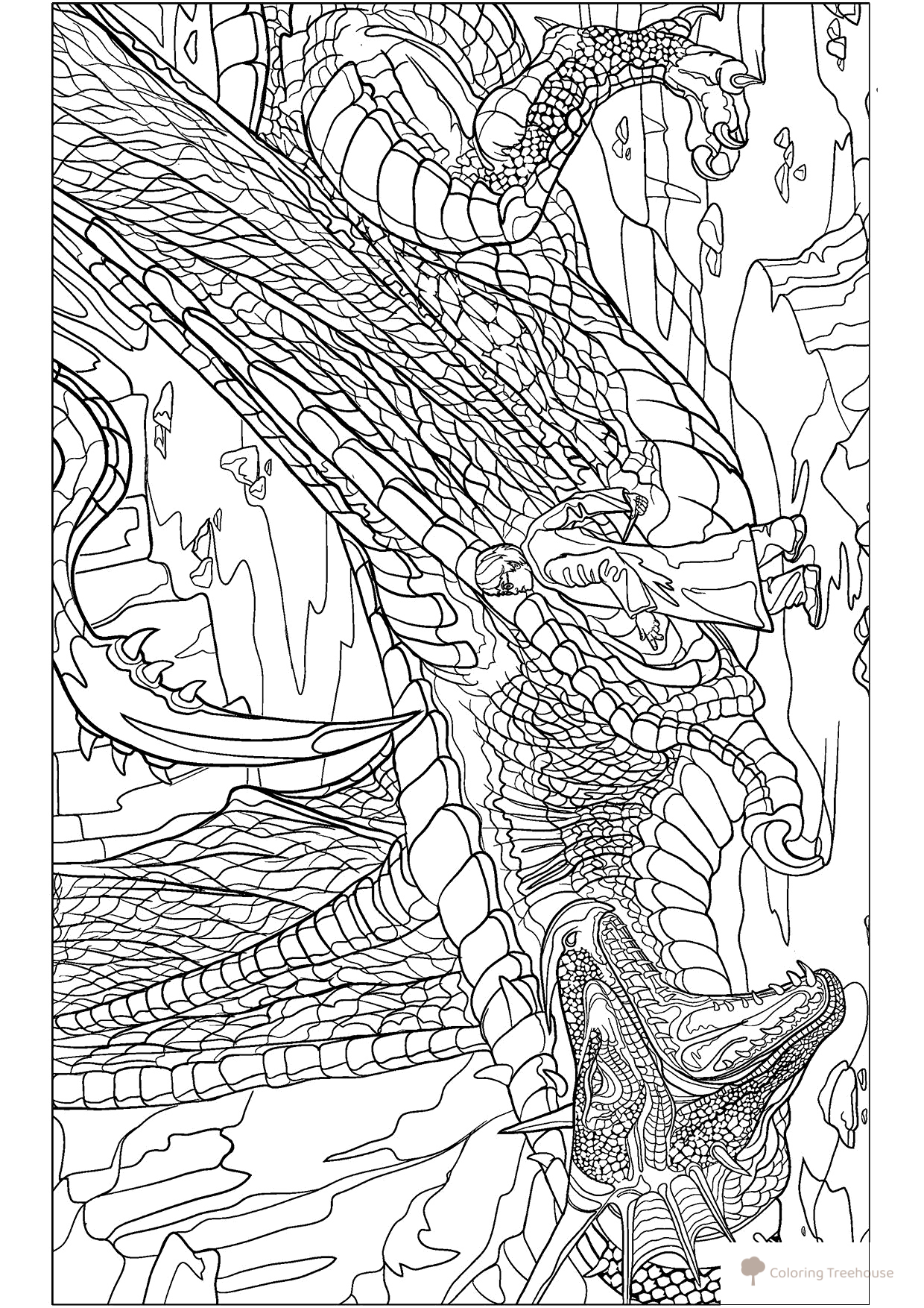 Harry Potter and the Dragon Coloring Page free printable Harry Potter Coloring Pages coloring page