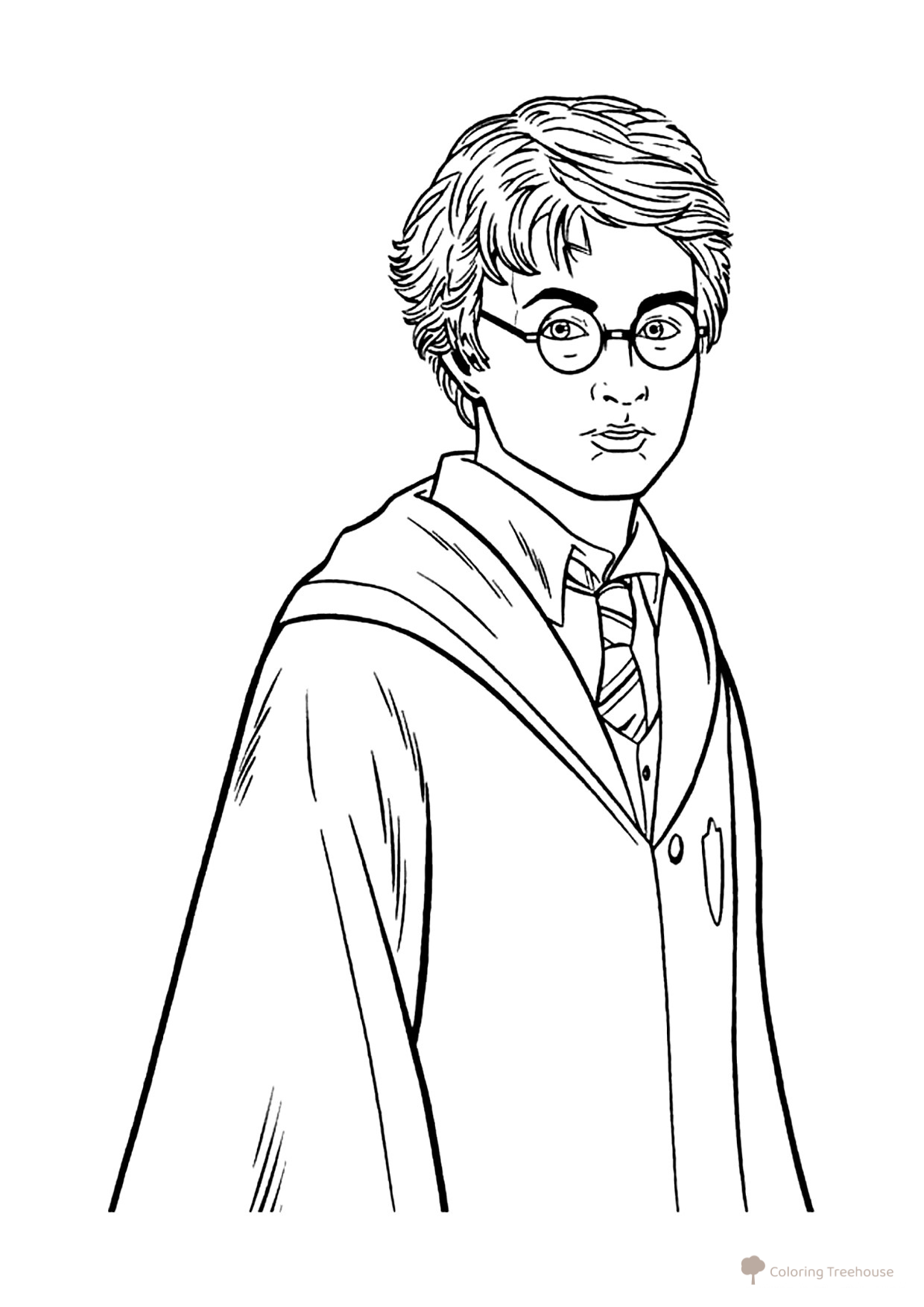 Libro para colorear: Harry Potter — el poderoso mago dibujo para colorear gratis de Harry Potter Coloring Pages