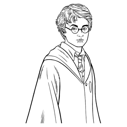 Libro para colorear: Harry Potter — el poderoso mago dibujo para colorear gratis de Harry Potter Coloring Pages