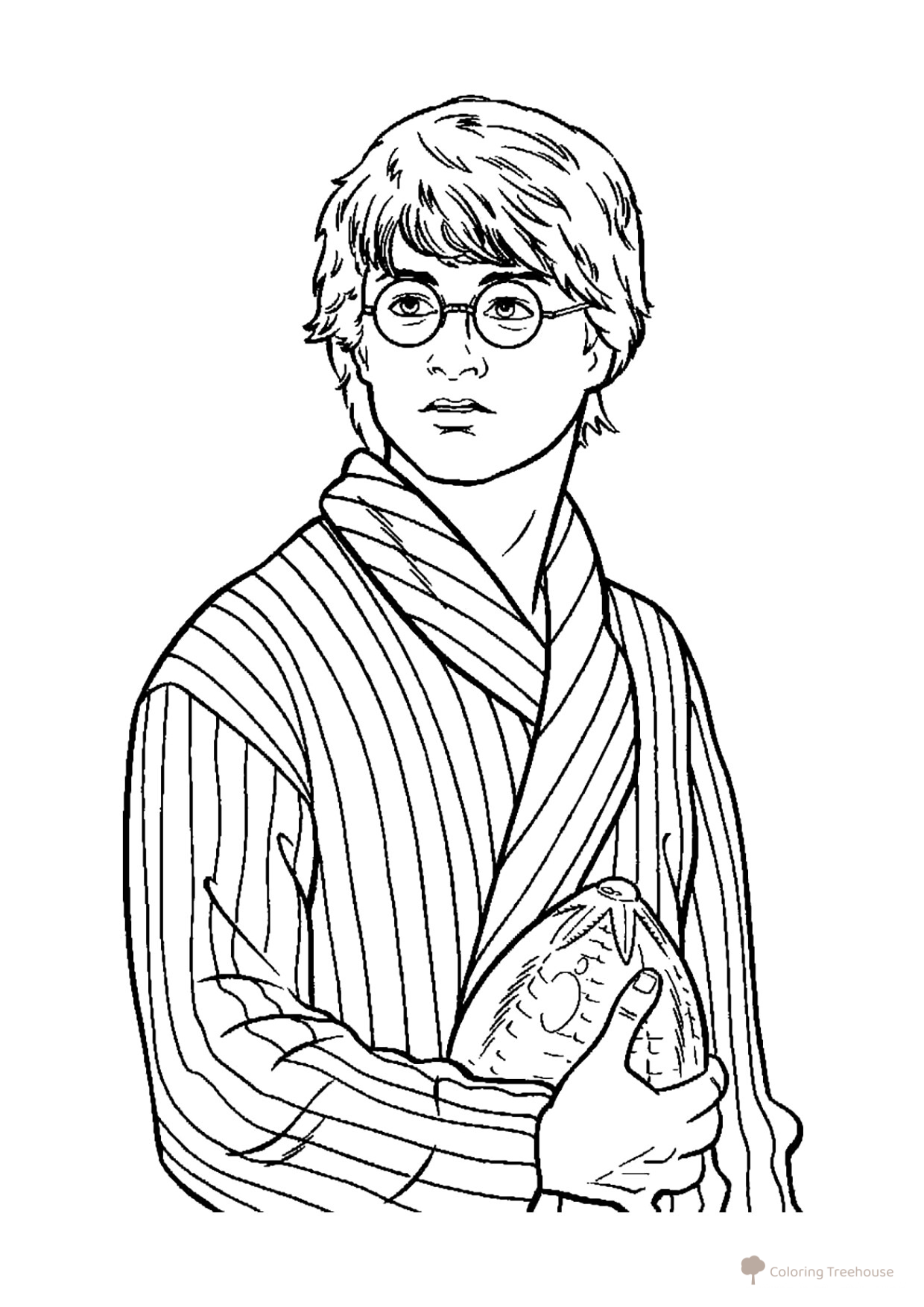 Harry Potter in a Robe Coloring Page free printable Harry Potter Coloring Pages coloring page