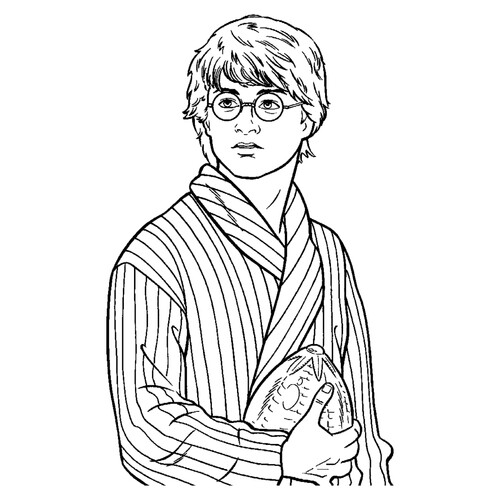 Harry Potter in a Robe Coloring Page free printable Harry Potter Coloring Pages coloring page