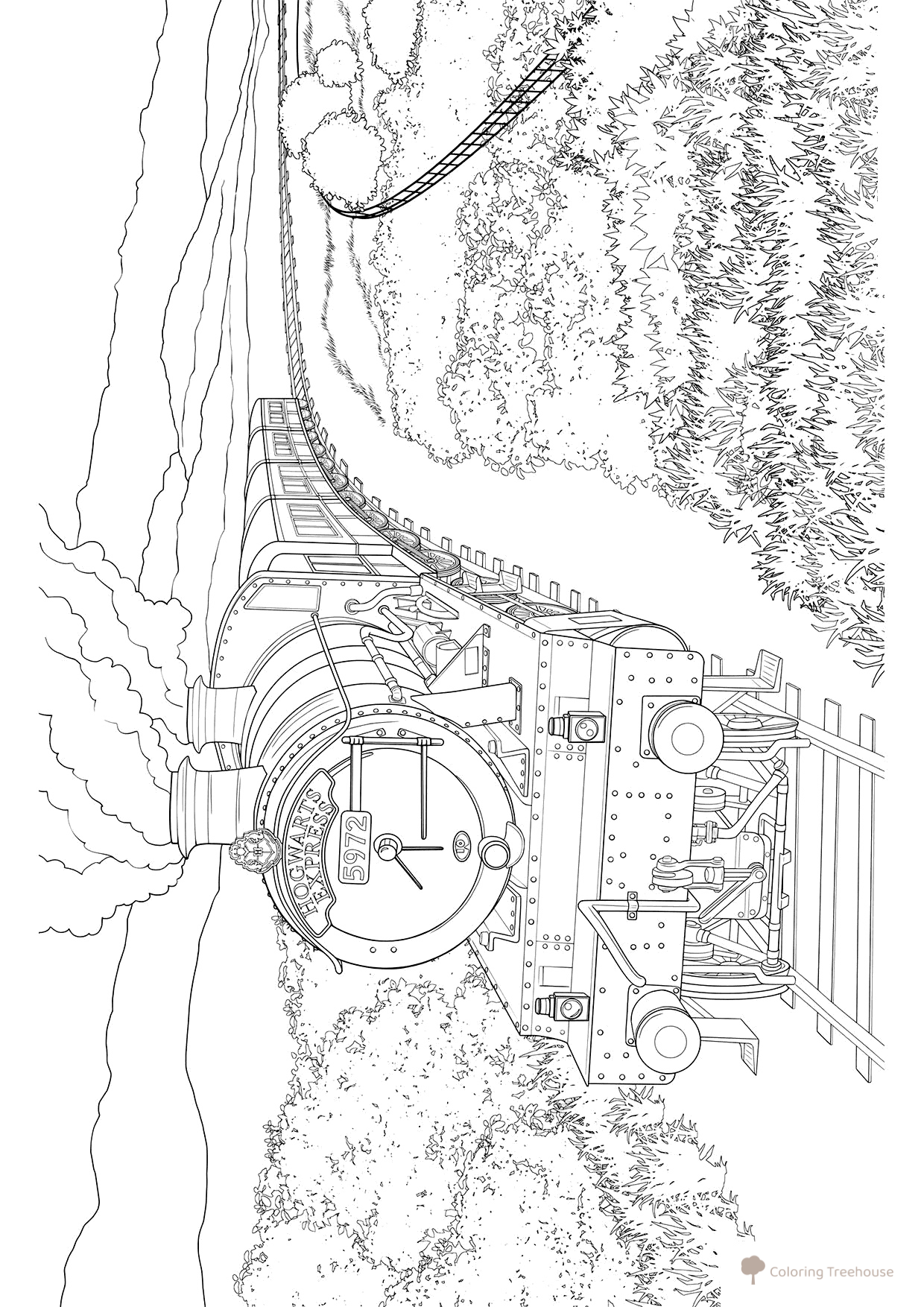 Hogwarts Express Coloring Page from Harry Potter free printable Harry Potter Coloring Pages coloring page