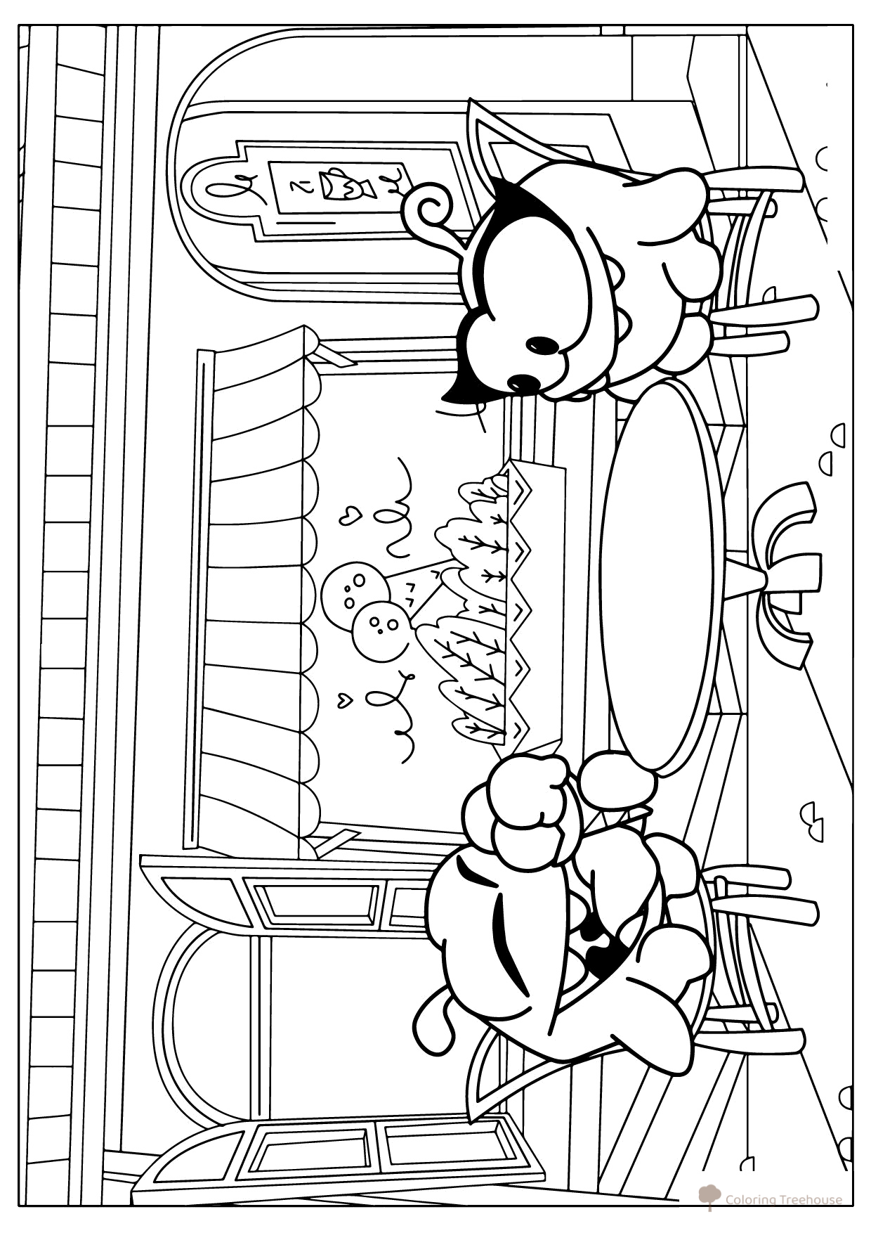 Página para colorear de Om Nom y Om Nomi en el café dibujo para colorear gratis de Páginas para colorear de Am Nyam (Om Nom)