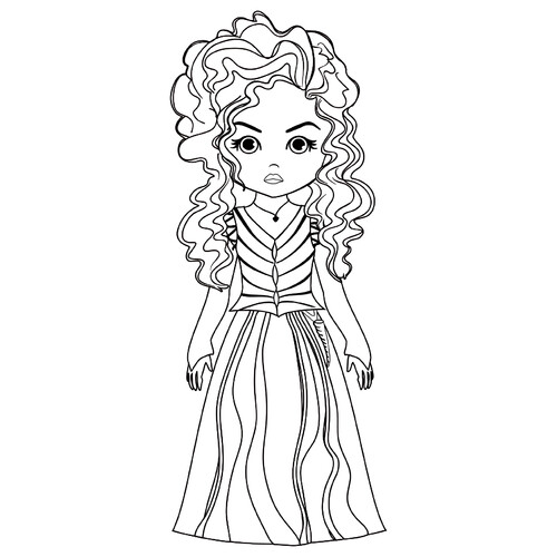 Dibujo para colorear: Bellatrix Lestrange en estilo de caricatura dibujo para colorear gratis de Harry Potter Coloring Pages