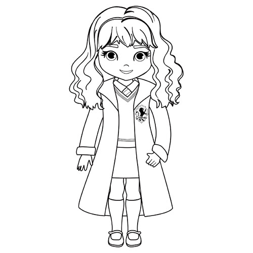 Dibujo para colorear: Hermione Granger estilo caricatura dibujo para colorear gratis de Harry Potter Coloring Pages