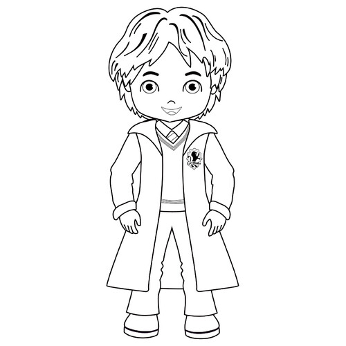 Cartoon Ron Weasley Coloring Page free printable Harry Potter Coloring Pages coloring page