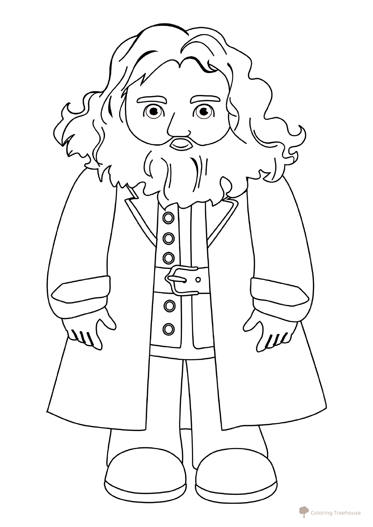 Dibujo para colorear: Rubeus Hagrid en estilo caricatura dibujo para colorear gratis de Harry Potter Coloring Pages