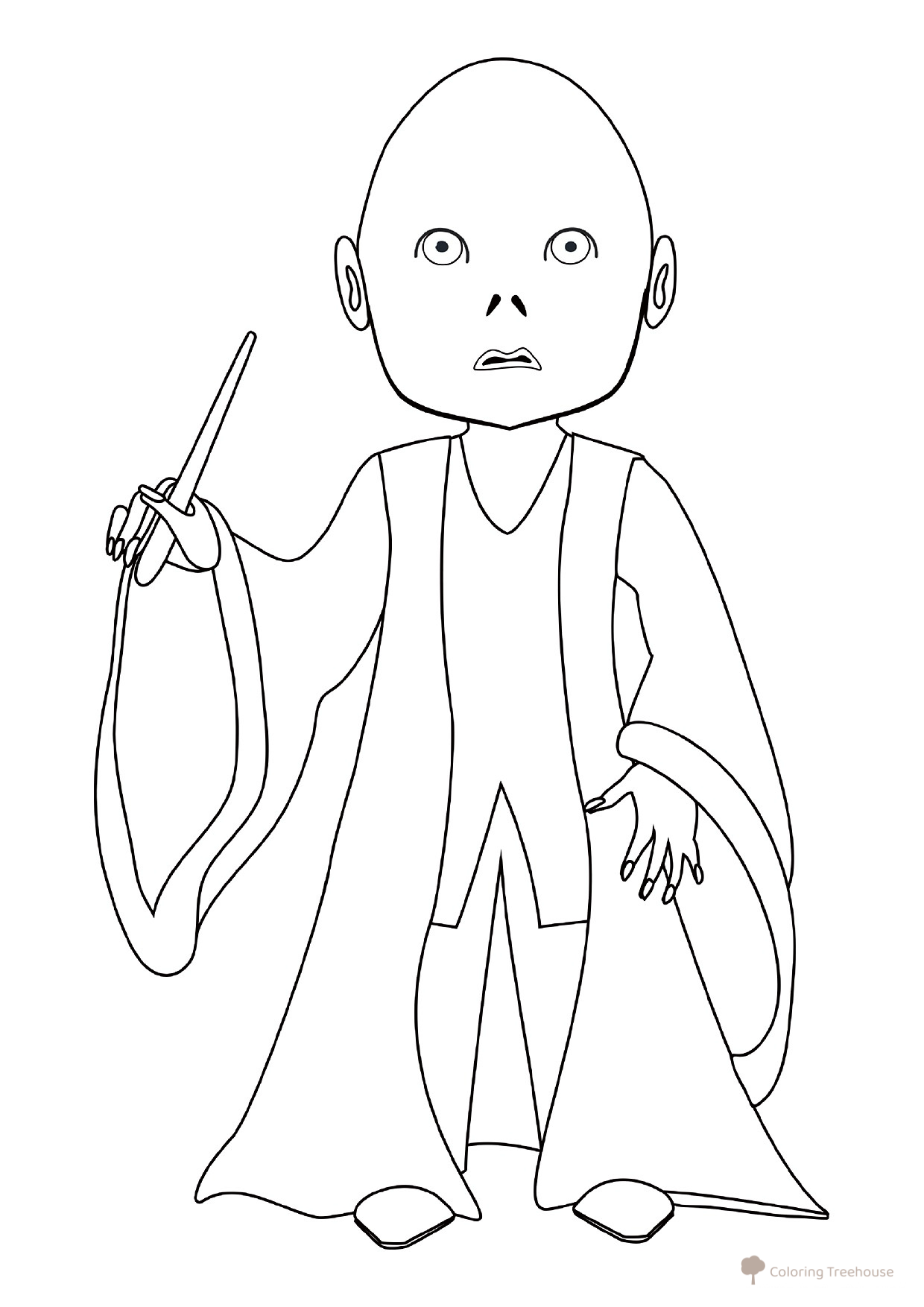 Dibujo para colorear: Voldemort estilo caricatura dibujo para colorear gratis de Harry Potter Coloring Pages
