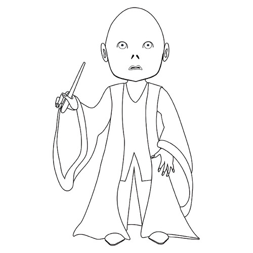 Dibujo para colorear: Voldemort estilo caricatura dibujo para colorear gratis de Harry Potter Coloring Pages