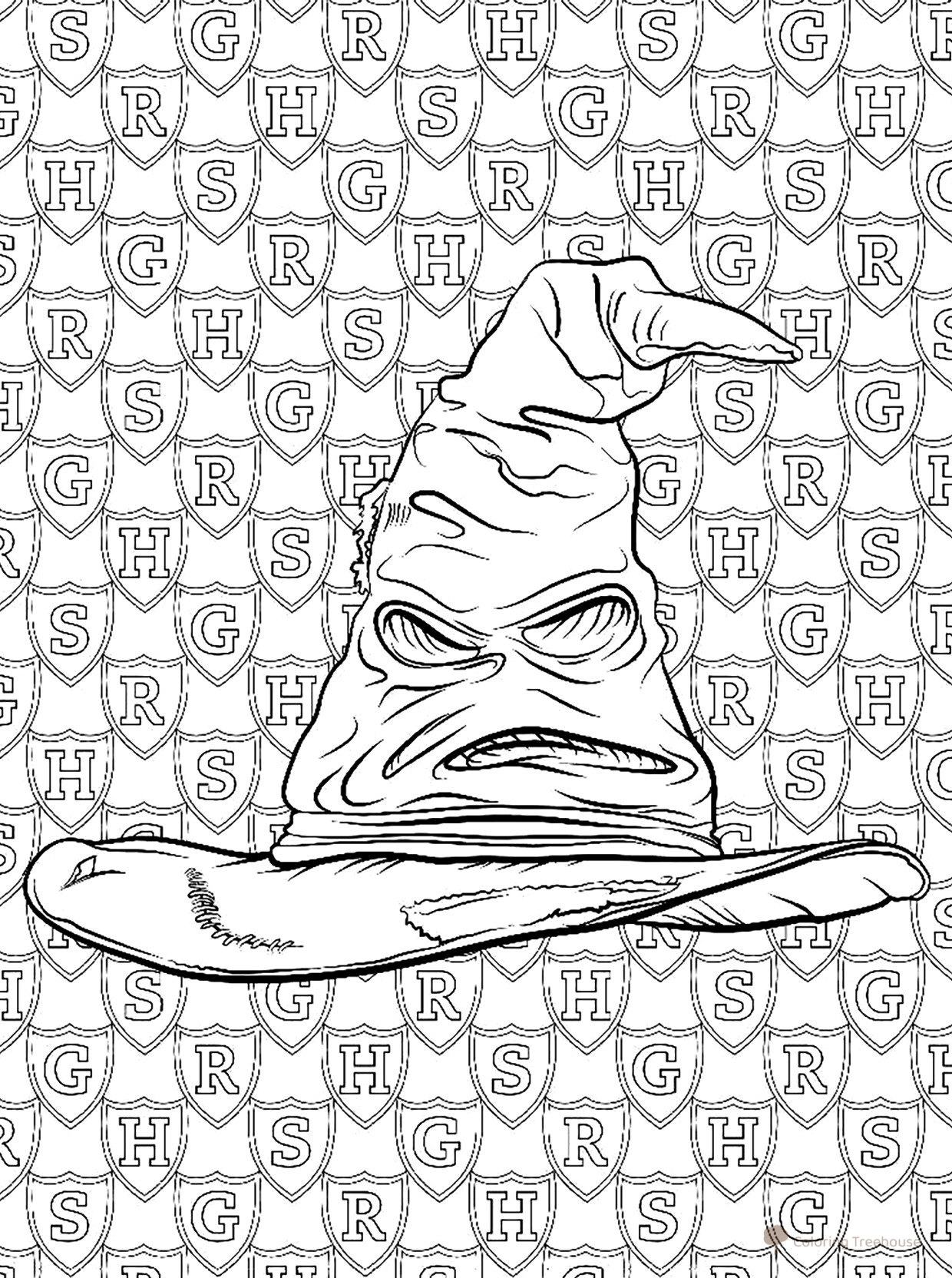 Sorting Hat Coloring Page free printable Harry Potter Coloring Pages coloring page