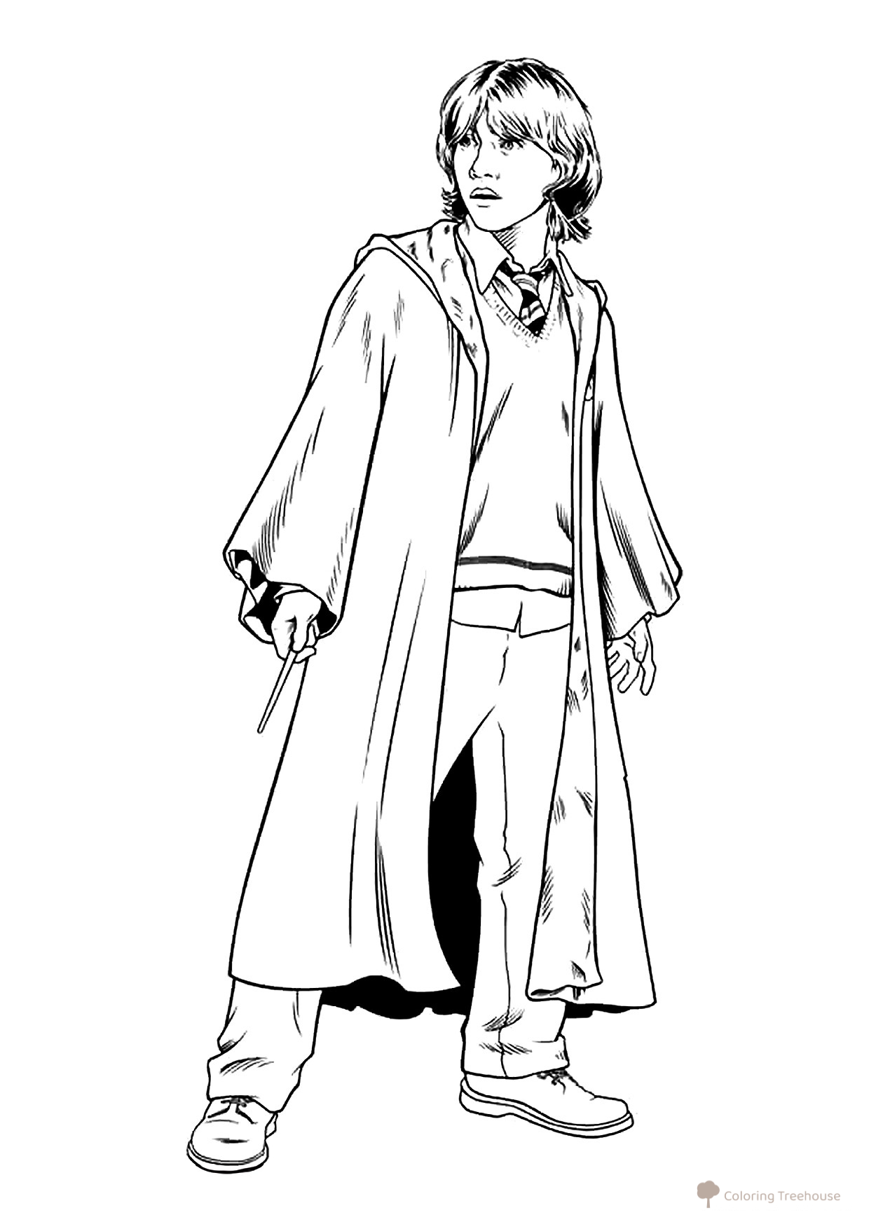 Página para colorear de Ron Weasley a tamaño completo dibujo para colorear gratis de Harry Potter Coloring Pages
