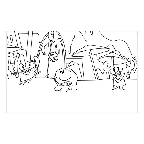 Página para colorear de Am Nyam con cangrejos dibujo para colorear gratis de Páginas para colorear de Am Nyam (Om Nom)