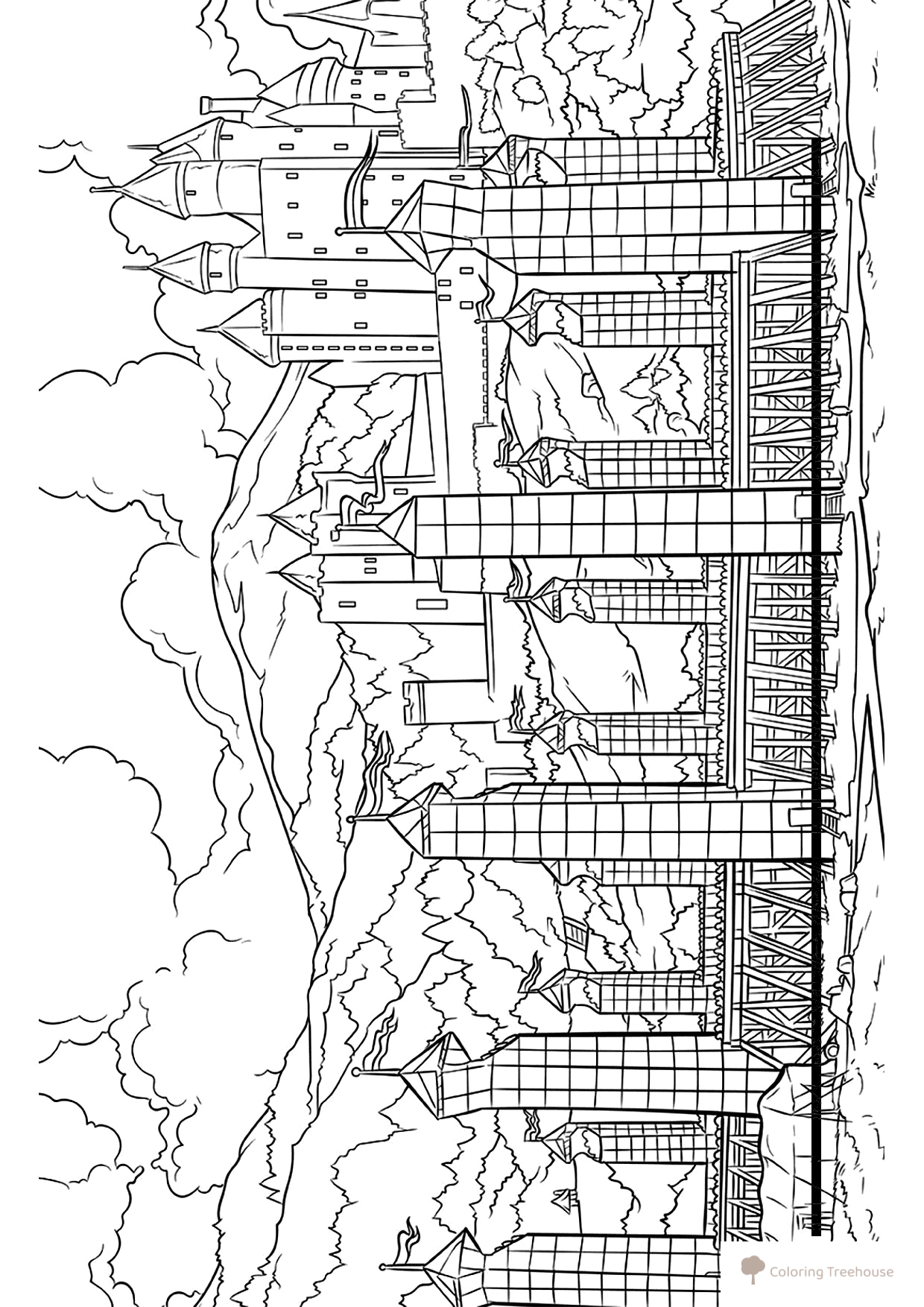 Página para colorear: Estadio para jugar al Quidditch dibujo para colorear gratis de Harry Potter Coloring Pages