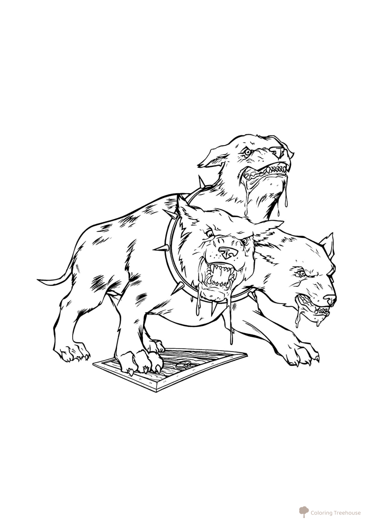 Página para colorear: Perro de tres cabezas Cerbero dibujo para colorear gratis de Harry Potter Coloring Pages