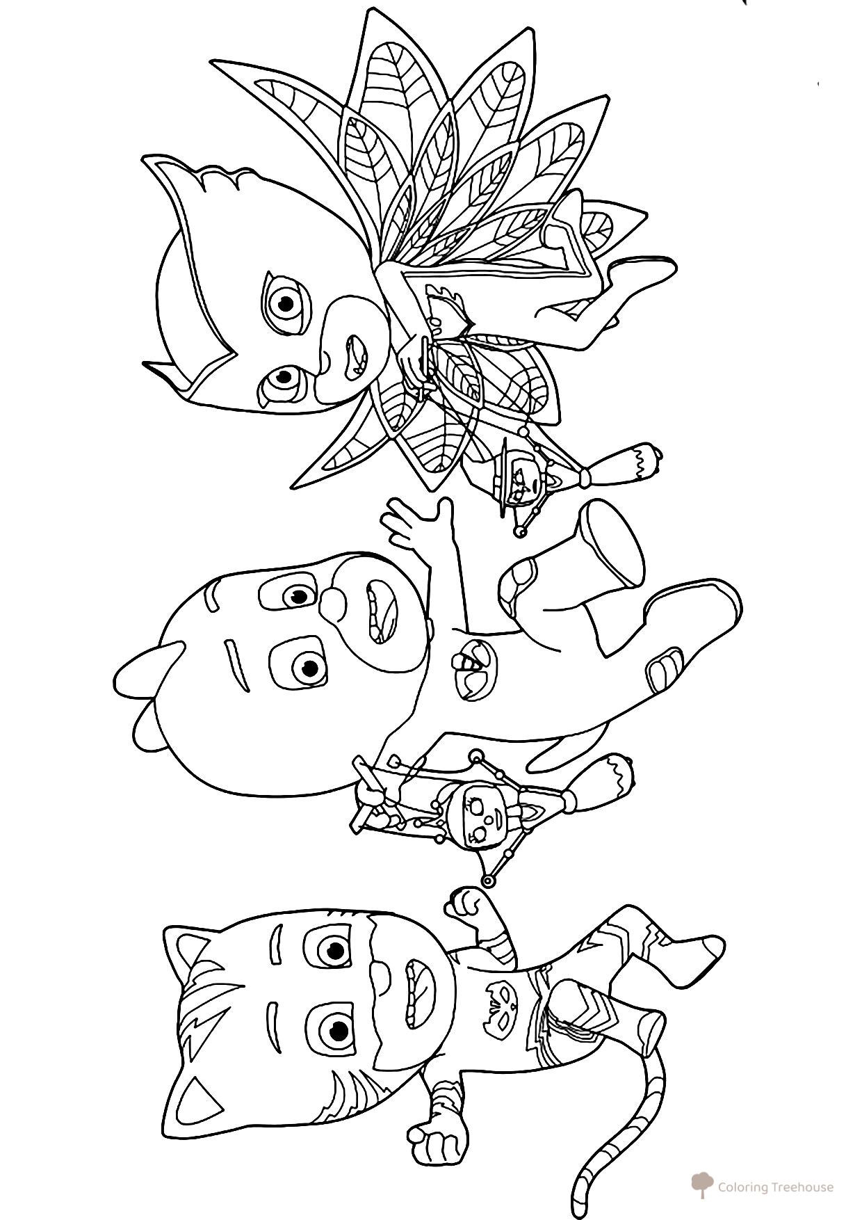 Página para colorear: Catboy, Owlette, Gekko dibujo para colorear gratis de Pj Masks: páginas para colorear de los héroes enmascarados