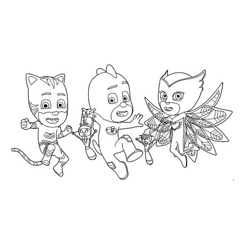 Página para colorear: Catboy, Owlette, Gekko dibujo para colorear gratis de Pj Masks: páginas para colorear de los héroes enmascarados
