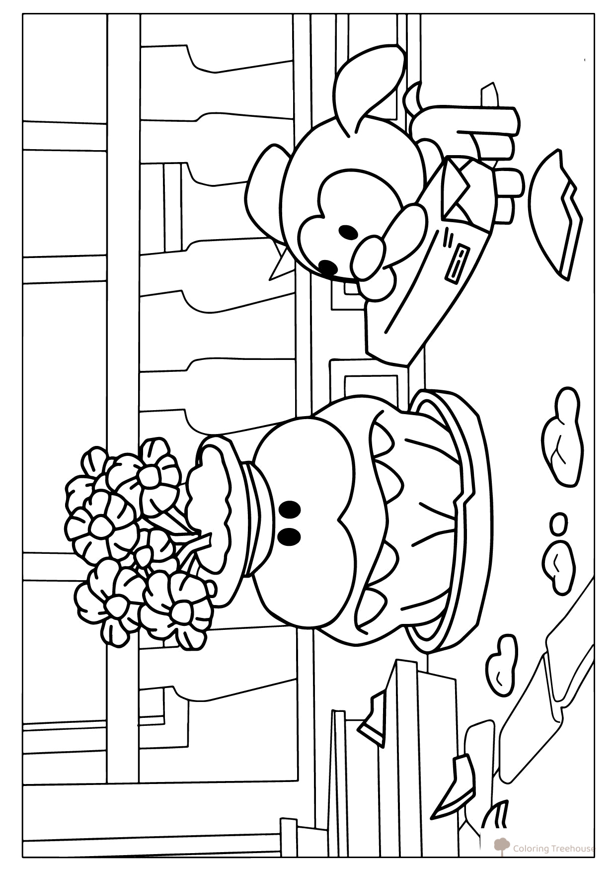 Página para colorear de Om Nom con un cachorro dibujo para colorear gratis de Páginas para colorear de Am Nyam (Om Nom)