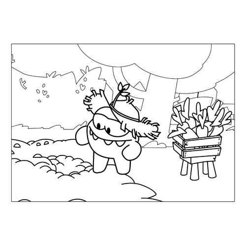 Am Nyam Coloring Page with Carrot Box free printable Om Nom Coloring Pages coloring page