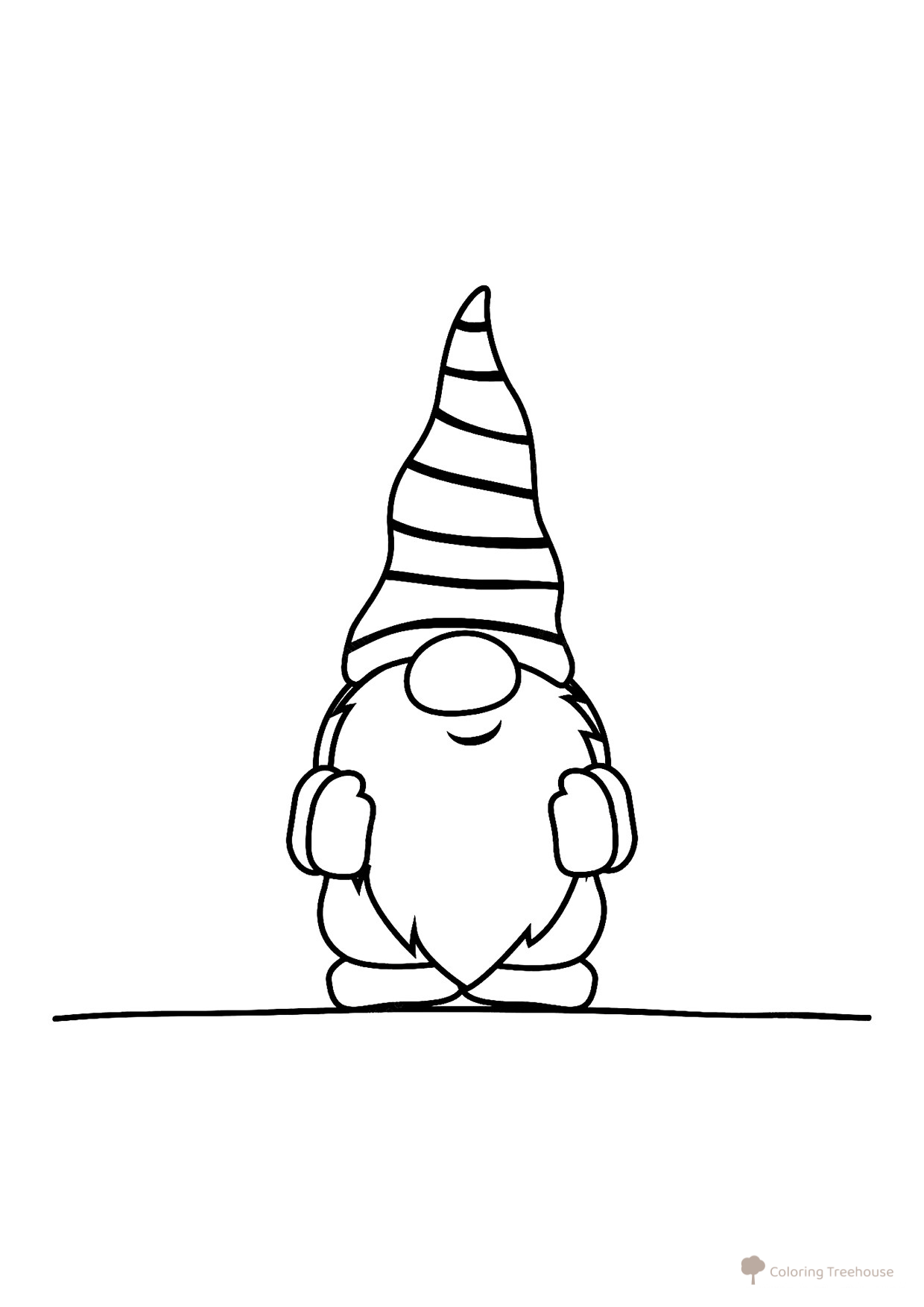 Gnome with Striped Hat Coloring Page free printable Gnome Coloring Pages coloring page