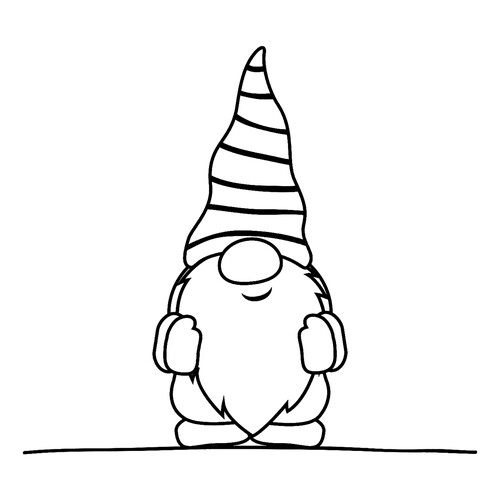 Gnome with Striped Hat Coloring Page free printable Gnome Coloring Pages coloring page