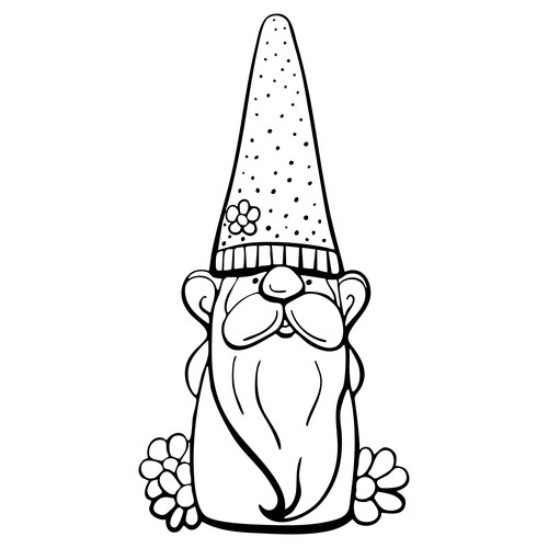 Gnome with Tall Hat Coloring Page free printable Gnome Coloring Pages coloring page