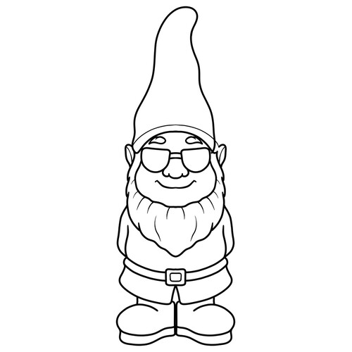 Gnome with Glasses Coloring Page free printable Gnome Coloring Pages coloring page