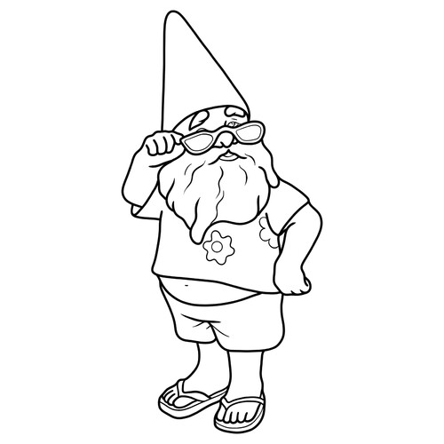 Gnome in a Beach Costume Coloring Page free printable Gnome Coloring Pages coloring page