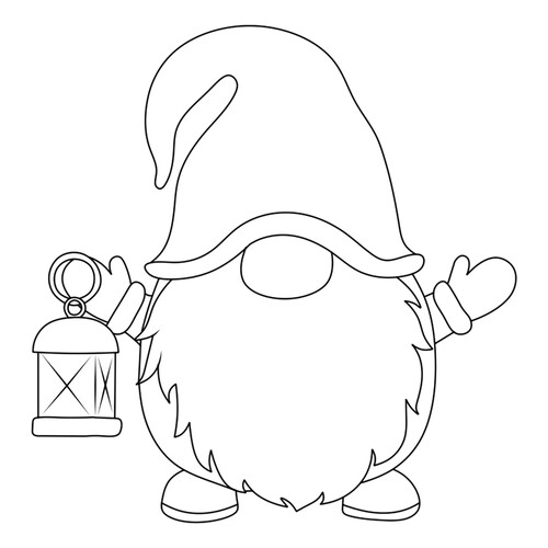Cute Gnome with Lantern Coloring Page free printable Gnome Coloring Pages coloring page