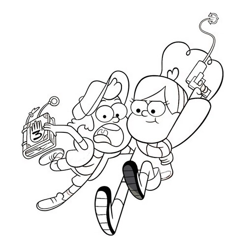 Dipper y Mabel - página para colorear dibujo para colorear gratis de Páginas para colorear de Gravity Falls
