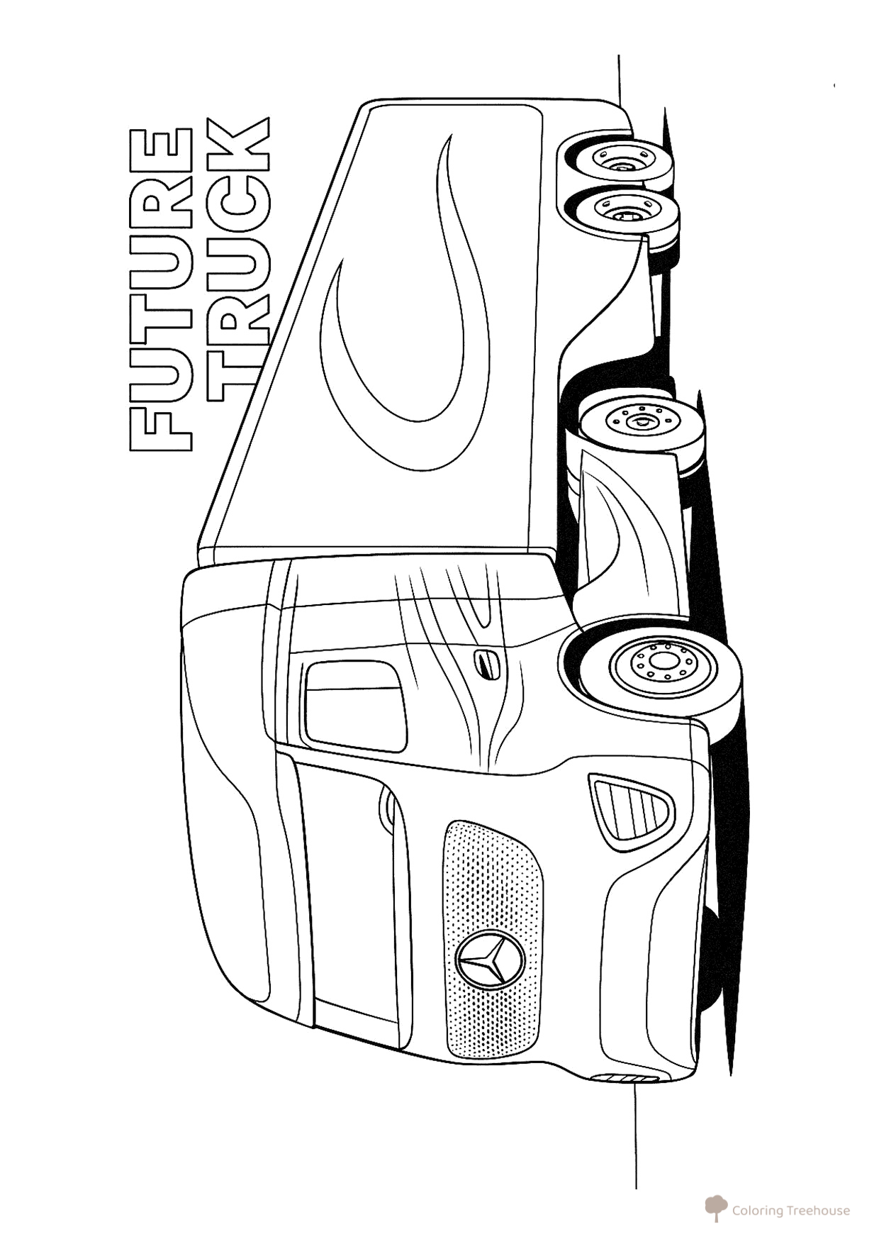 Página para colorear «Camión Mercedes Future Truck» dibujo para colorear gratis de Páginas para colorear de camiones