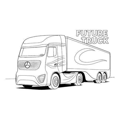 Página para colorear «Camión Mercedes Future Truck» dibujo para colorear gratis de Páginas para colorear de camiones