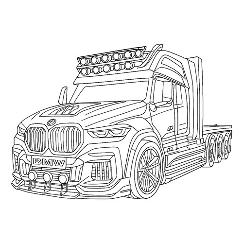 Página para colorear «Camión al estilo BMW» dibujo para colorear gratis de Páginas para colorear de camiones