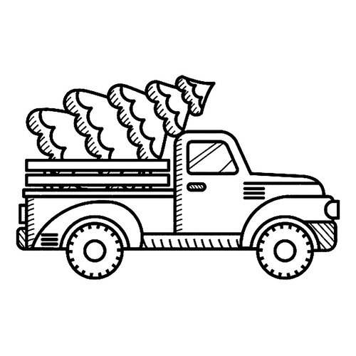Little Truck with Christmas Tree Coloring Page free printable Truck Coloring Pages coloring page