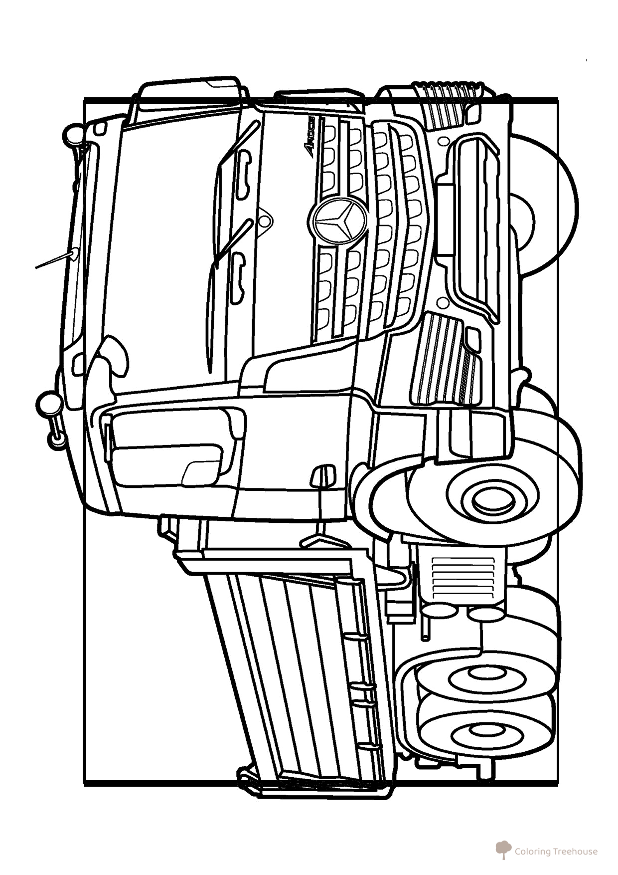 Página para colorear «Camión Mercedes» dibujo para colorear gratis de Páginas para colorear de camiones