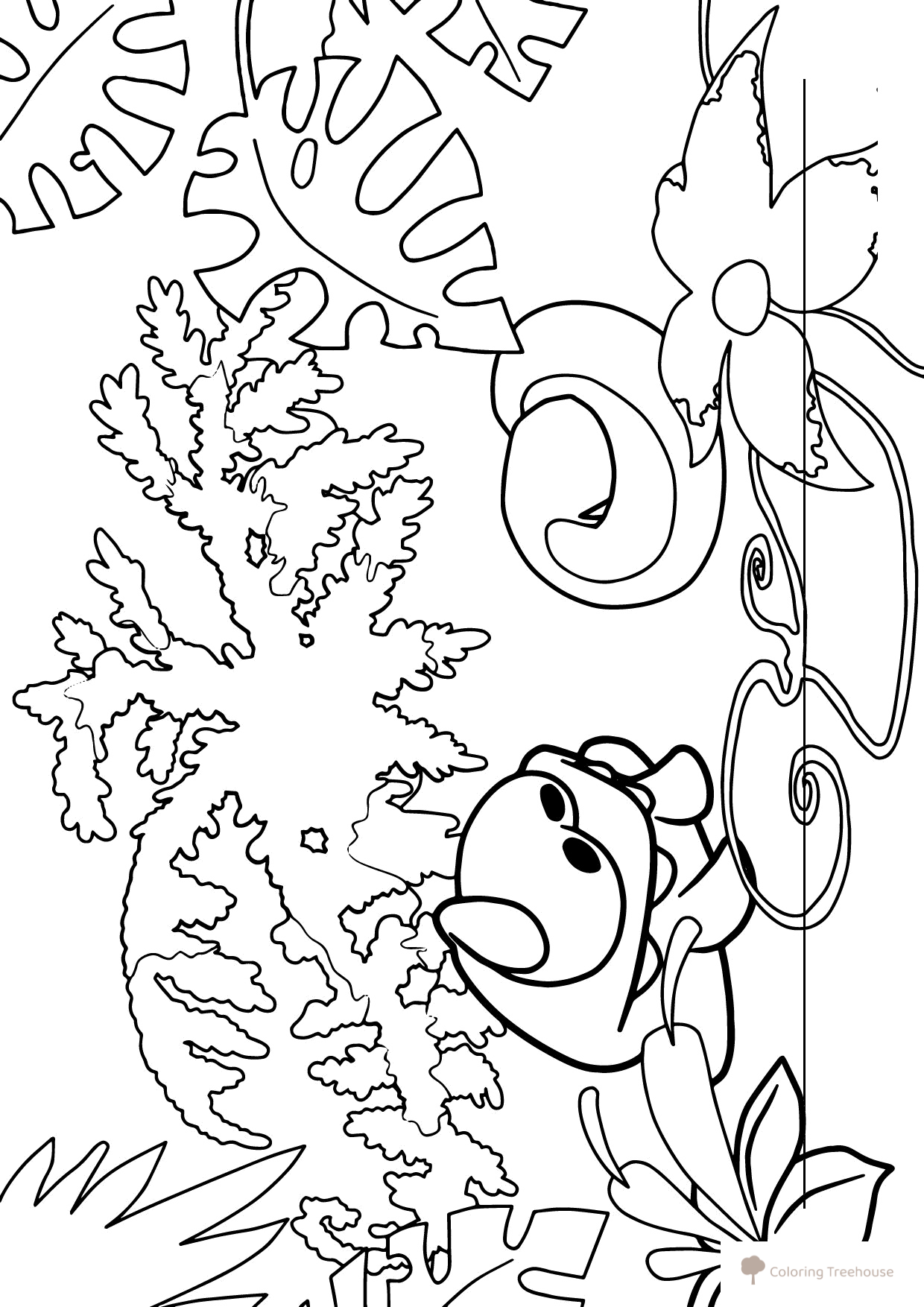 Página para colorear de Ам Ням en la jungla dibujo para colorear gratis de Páginas para colorear de Am Nyam (Om Nom)