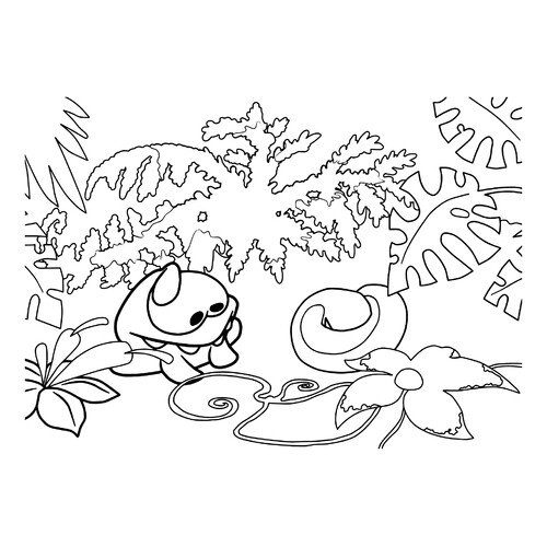 Página para colorear de Ам Ням en la jungla dibujo para colorear gratis de Páginas para colorear de Am Nyam (Om Nom)