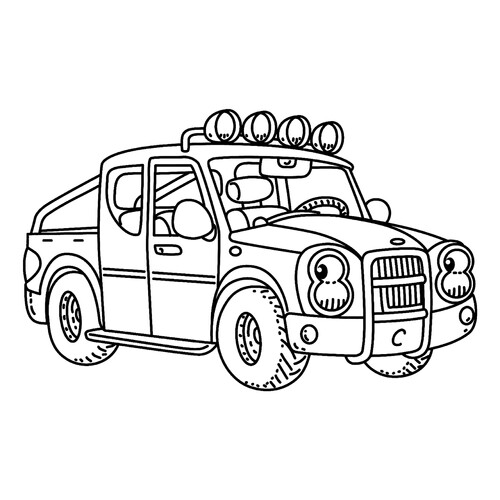Página para colorear: Camión pickup bonito dibujo para colorear gratis de Páginas para colorear de camiones