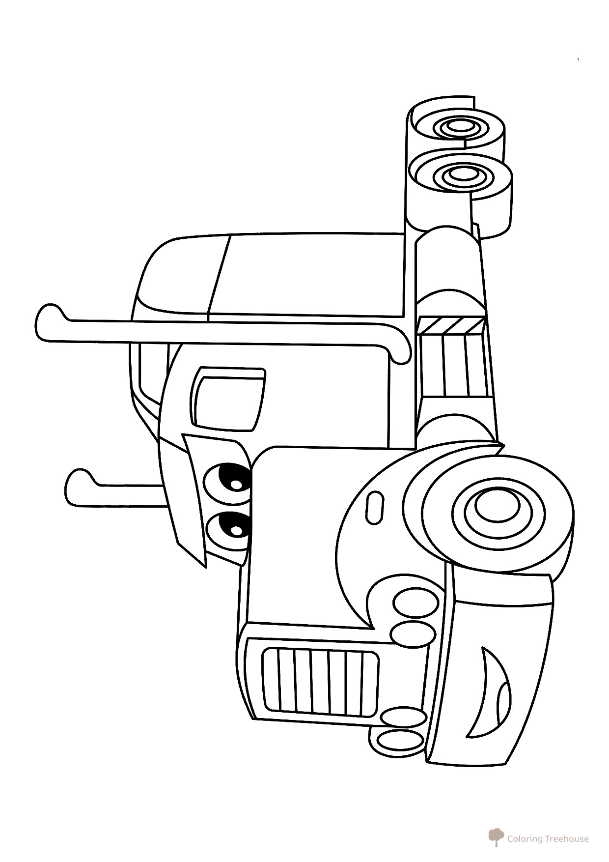 Semi-Truck Coloring Page with Eyes free printable Truck Coloring Pages coloring page