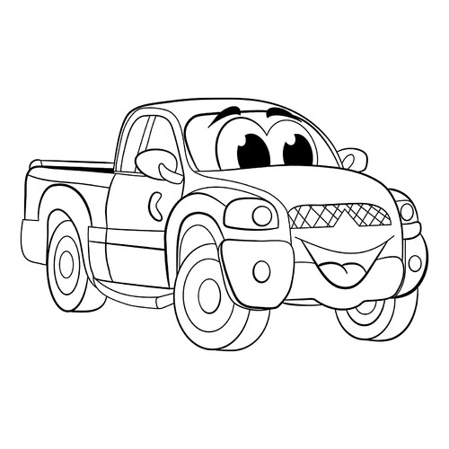 Página para colorear «Camioneta alegre» dibujo para colorear gratis de Páginas para colorear de camiones